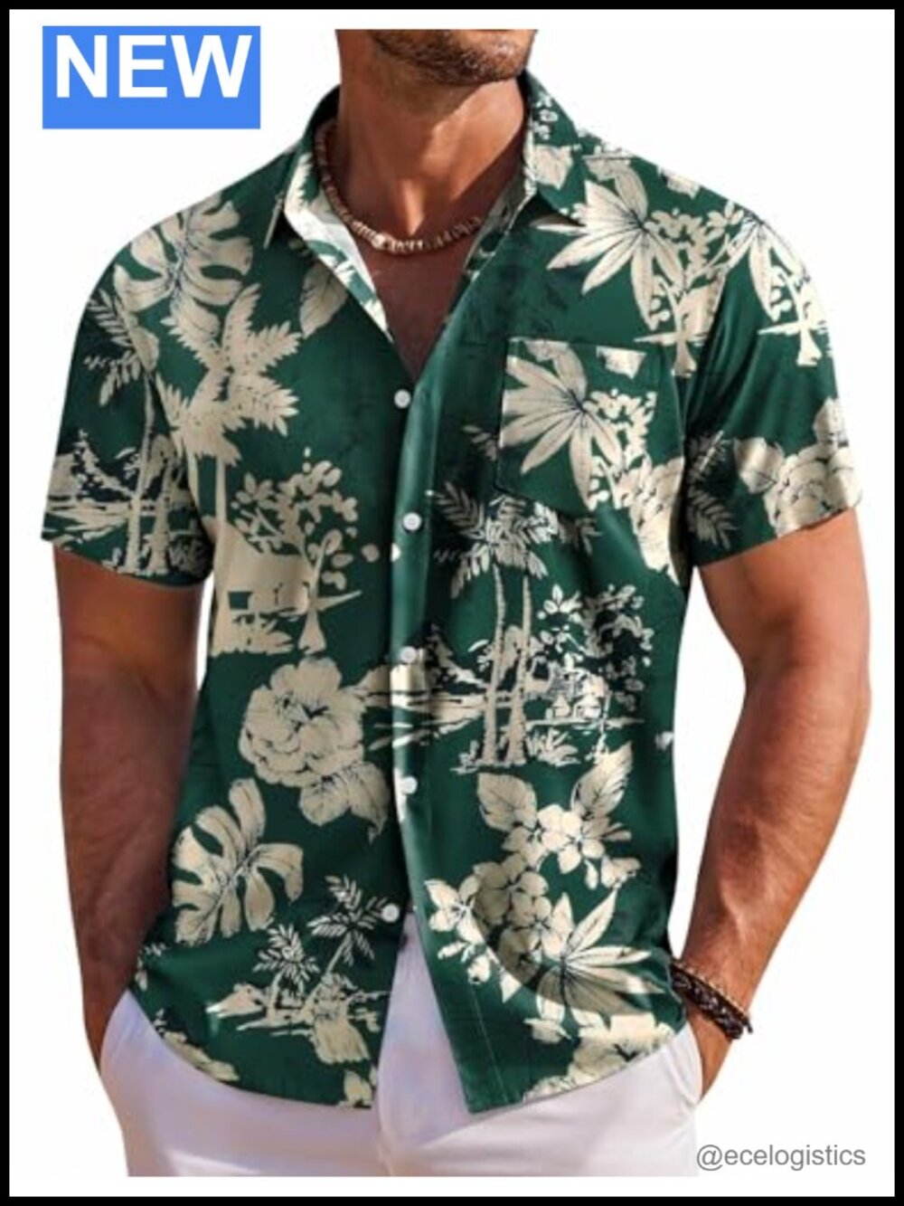Men's Short Sleeve Floral Button Down Hawaiian Shirt
